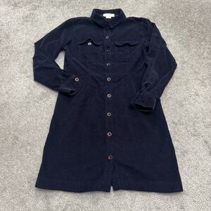 Talbots Vintage Y2K Button Down Corduroy Midi Shirt Dress Womens 2P Navy Blue